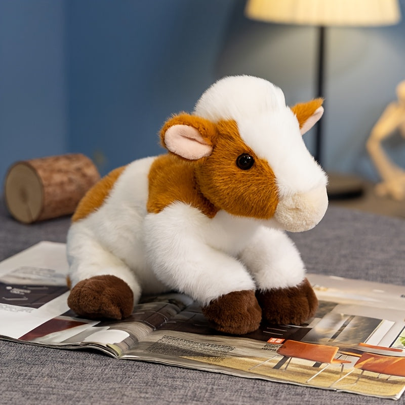 66in Sitting Brown Spotted Cow Plush Toy Soft Stuffed Animal Birthday Gift