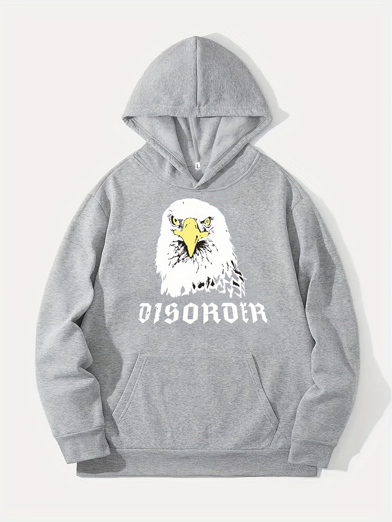 Comic Eagle Print Hoodie Men's Casual Pullover Hooded Sweatshirt