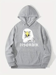 Comic Eagle Print Hoodie Men's Casual Pullover Hooded Sweatshirt