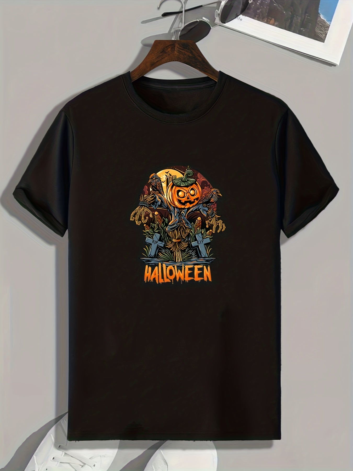 Halloween Graphic Print Sports T shirt Men's Casual Stretch Tee Shirt