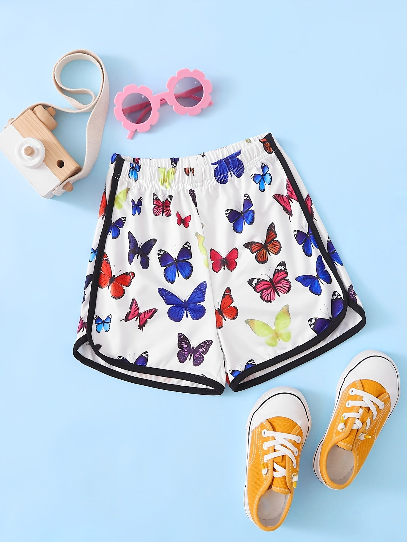 Toddler Girls Butterfly Print Shorts Elastic Waist Bottoms Baby Kids Clothes