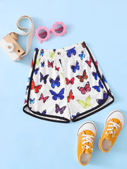 Toddler Girls Butterfly Print Shorts Elastic Waist Bottoms Baby Kids Clothes