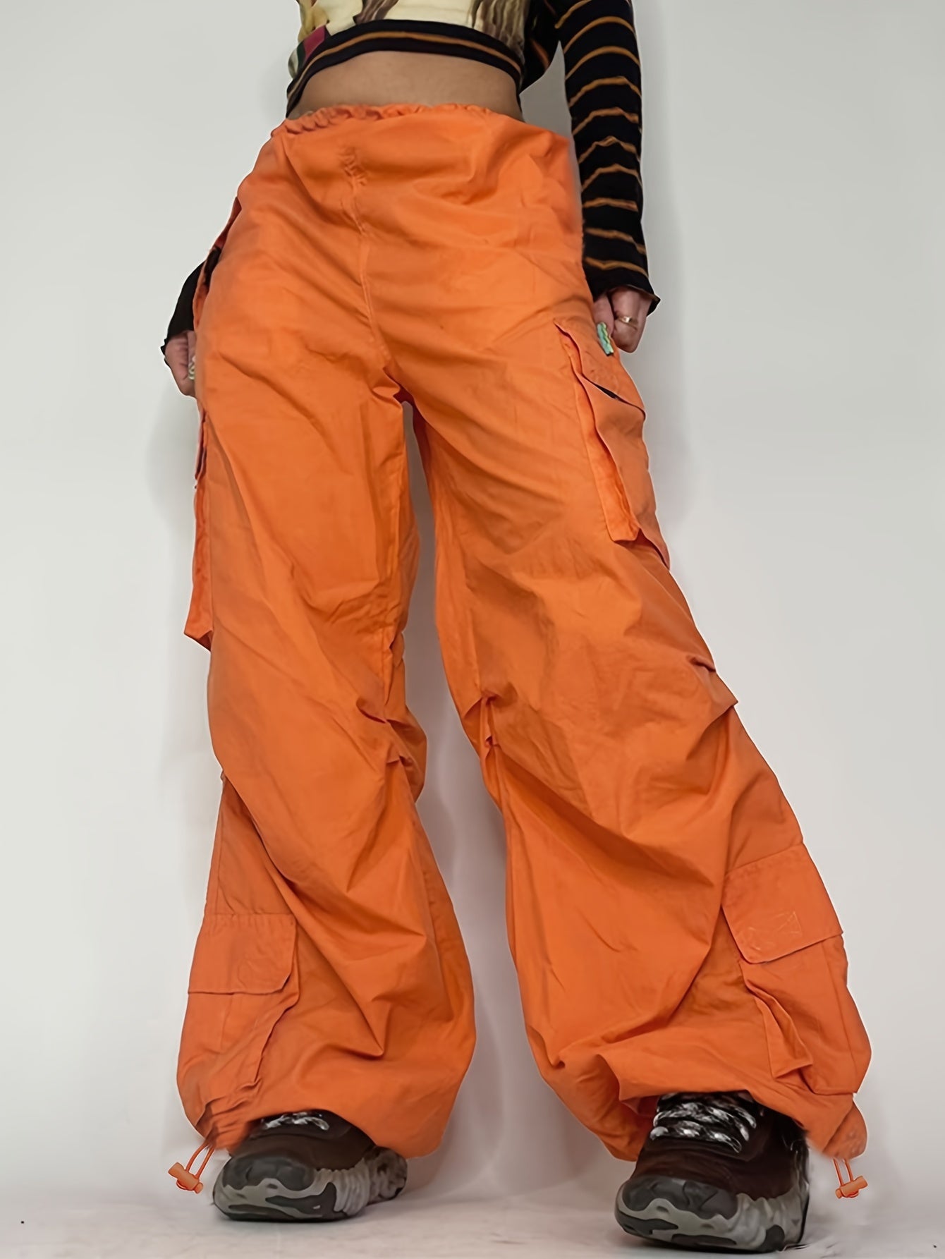 Elastic Waist Sports Pants Loose Fit Cargo Pants Women's Activewear