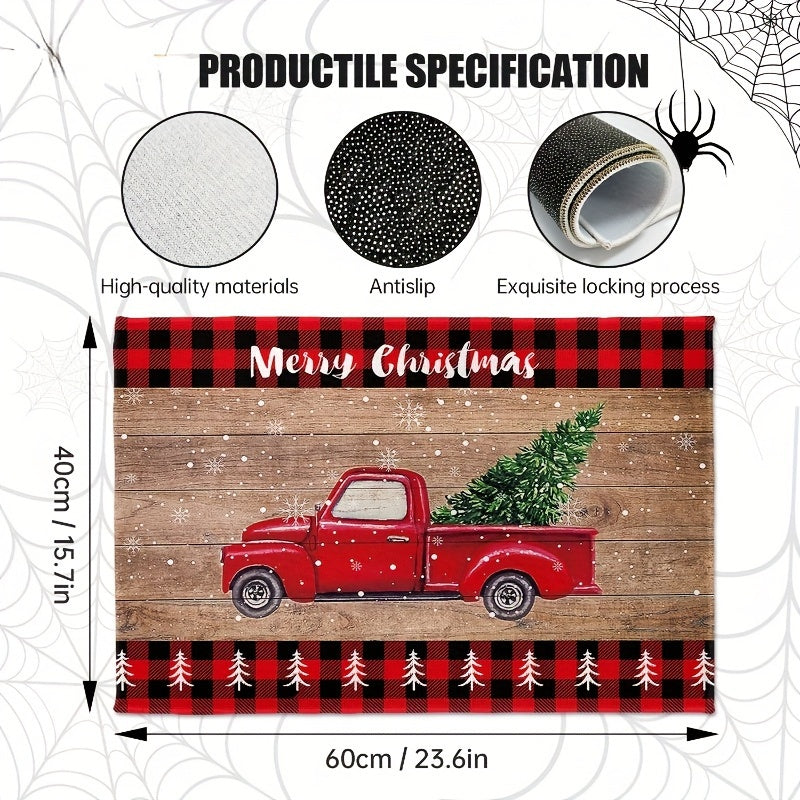 Christmas Truck Doormat Anti-fouling Portable Waterproof Mat