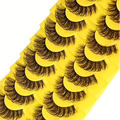 10 Pairs Fluffy 3D Natural Volume Curly False Eyelashes for Party Daily Use