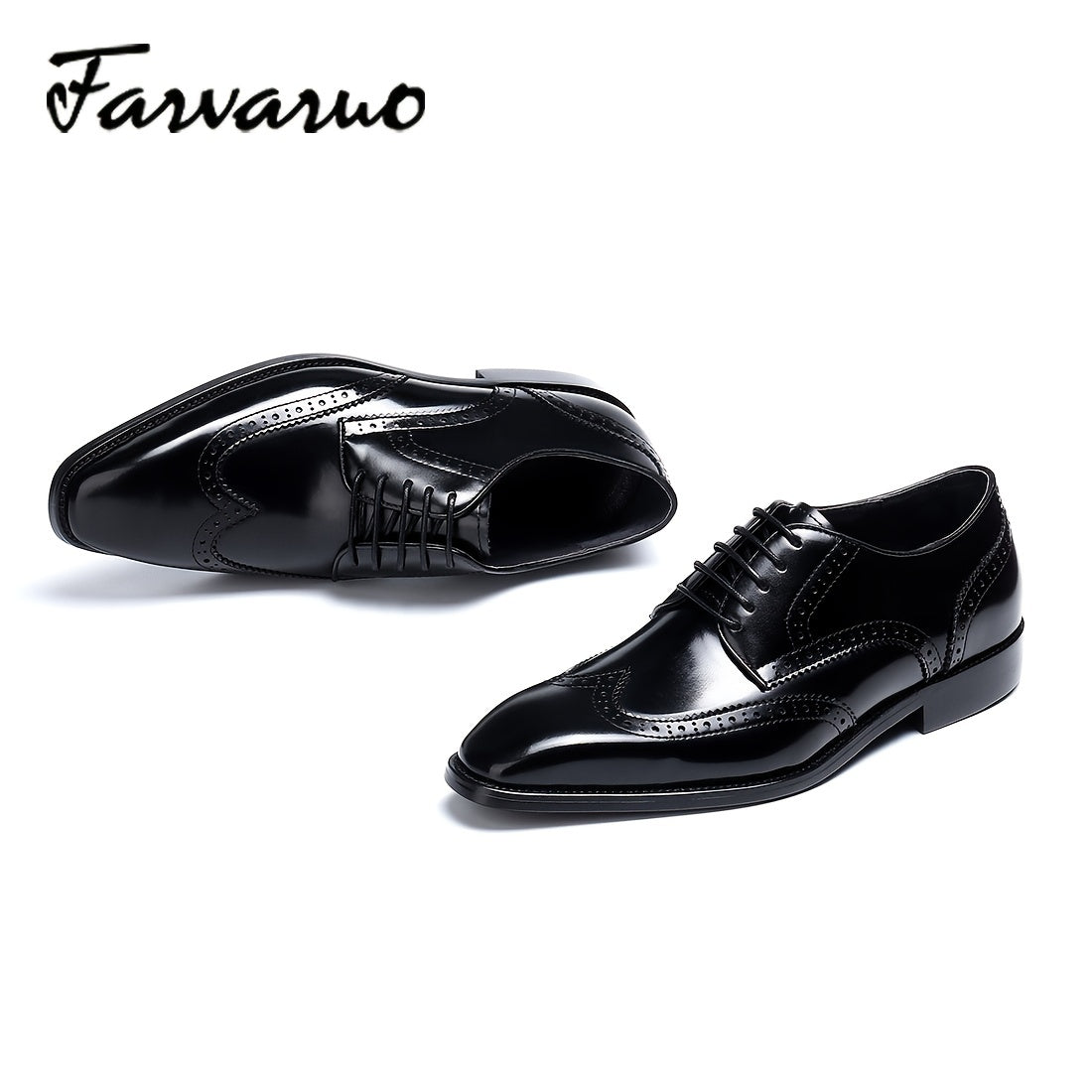 FARWARWO Wingtip Brogue Oxford Shoes Pointed Toe Formal Dress Shoes