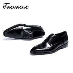 FARWARWO Wingtip Brogue Oxford Shoes Pointed Toe Formal Dress Shoes