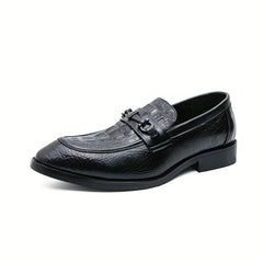 Men's Apron Toe Textured Dress Loafer Shoes Non slip Slip On Shoes