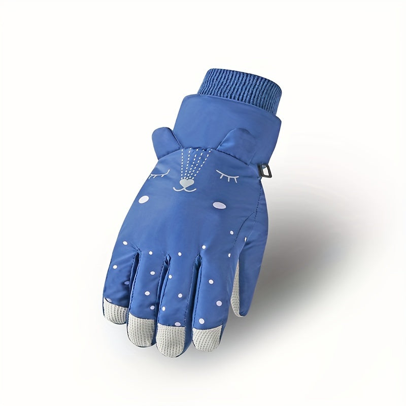 Kids Winter Waterproof Windproof Cartoon Padded Gloves