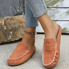 Women's Casual Flat Slip On Slide Sandals with Stitching Detail