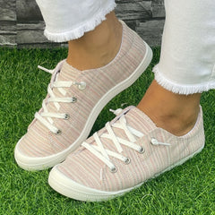 Casual Striped Flat Shoes Women's Lightweight Sport Shoes