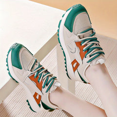 Breathable Mesh Sneakers Low Top Lace Up Women's Colorblock Shoes