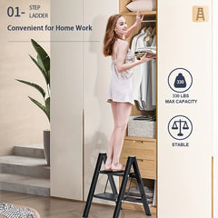 Thickened Folding Two-step Ladder Carbon Steel Sturdy Durable Non-slip Pedal