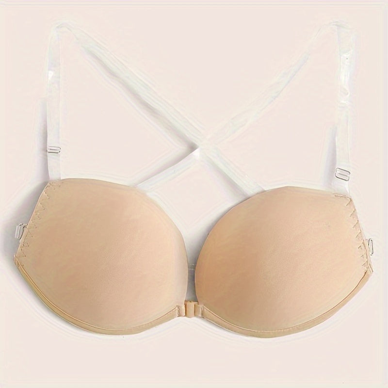 Solid Push Up Bra Comfy & Breathable Invisible Bra Women's Lingerie