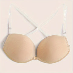 Solid Push Up Bra Comfy & Breathable Invisible Bra Women's Lingerie