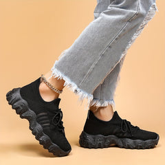 Women's Breathable Chunky Sneakers Lace Up Outdoor Shoes