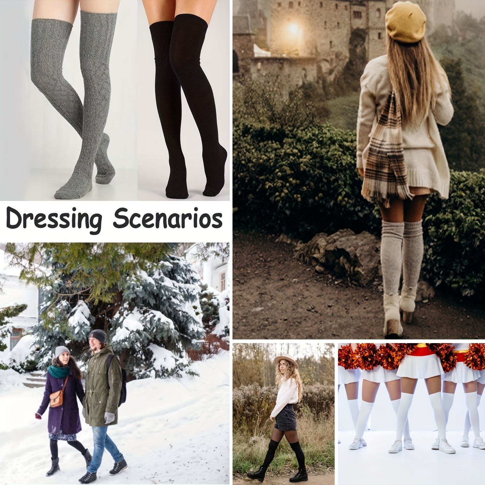 Knit Cable Over Knee Socks - Warm & Stylish Winter High Stockings