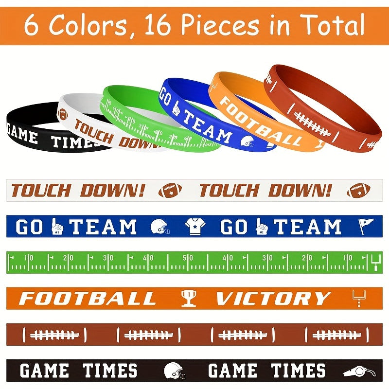 6 Football Theme Bracelets for Party Favors
