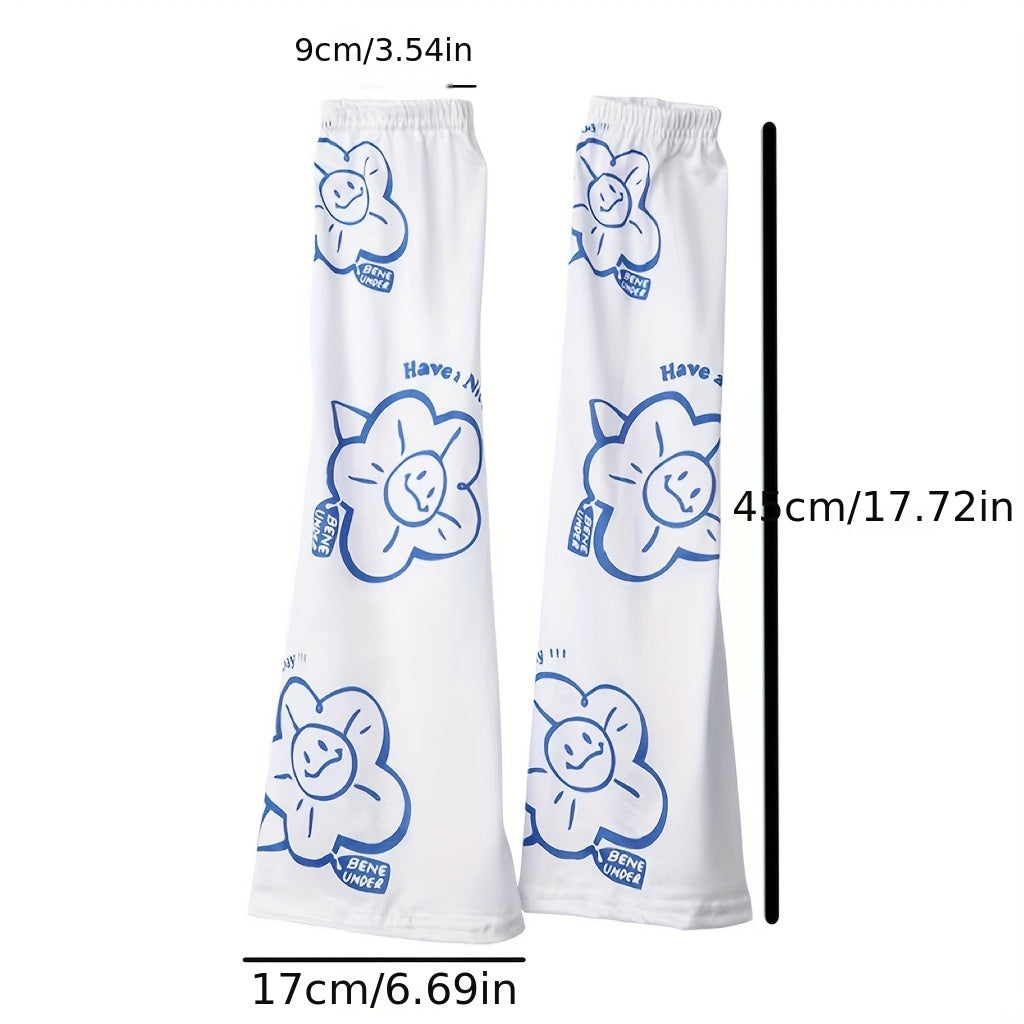 Sunflower Print Long Gloves UV Protection Sleeves Women