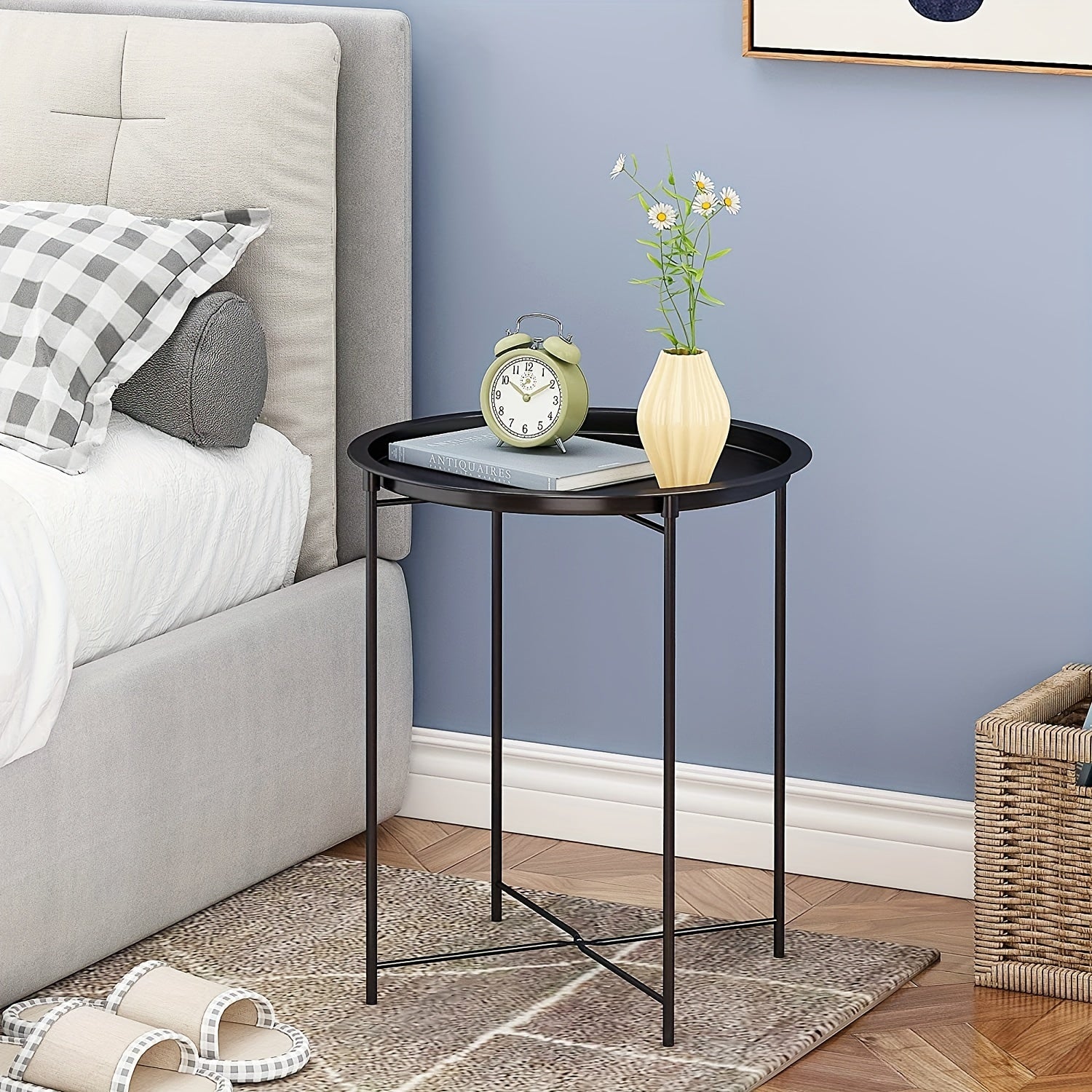 Round End Table Metal Tray Table 44 96 Cm Bedside Table