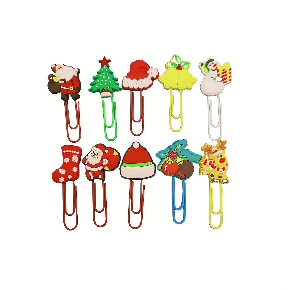 10pcs Christmas Cartoon Paper Clips To Paper Clip Binder Paper Clip