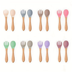 Baby Suction Plate with Self Feeding Spoon Fork BPA-Free Utensil Set