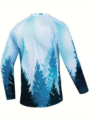 Men's Tree Pattern Long Sleeve Motorcycle T-shirt Quick Drying Breathable