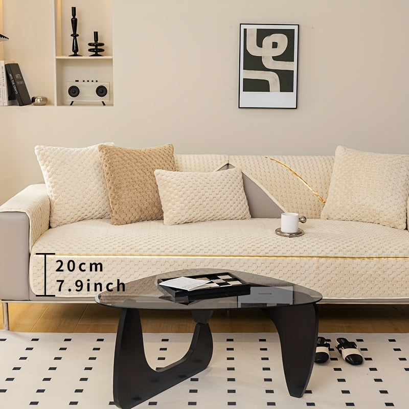 Rabbit Plush Sofa Cover Winter Thickened Couch Cover Furniture Protector