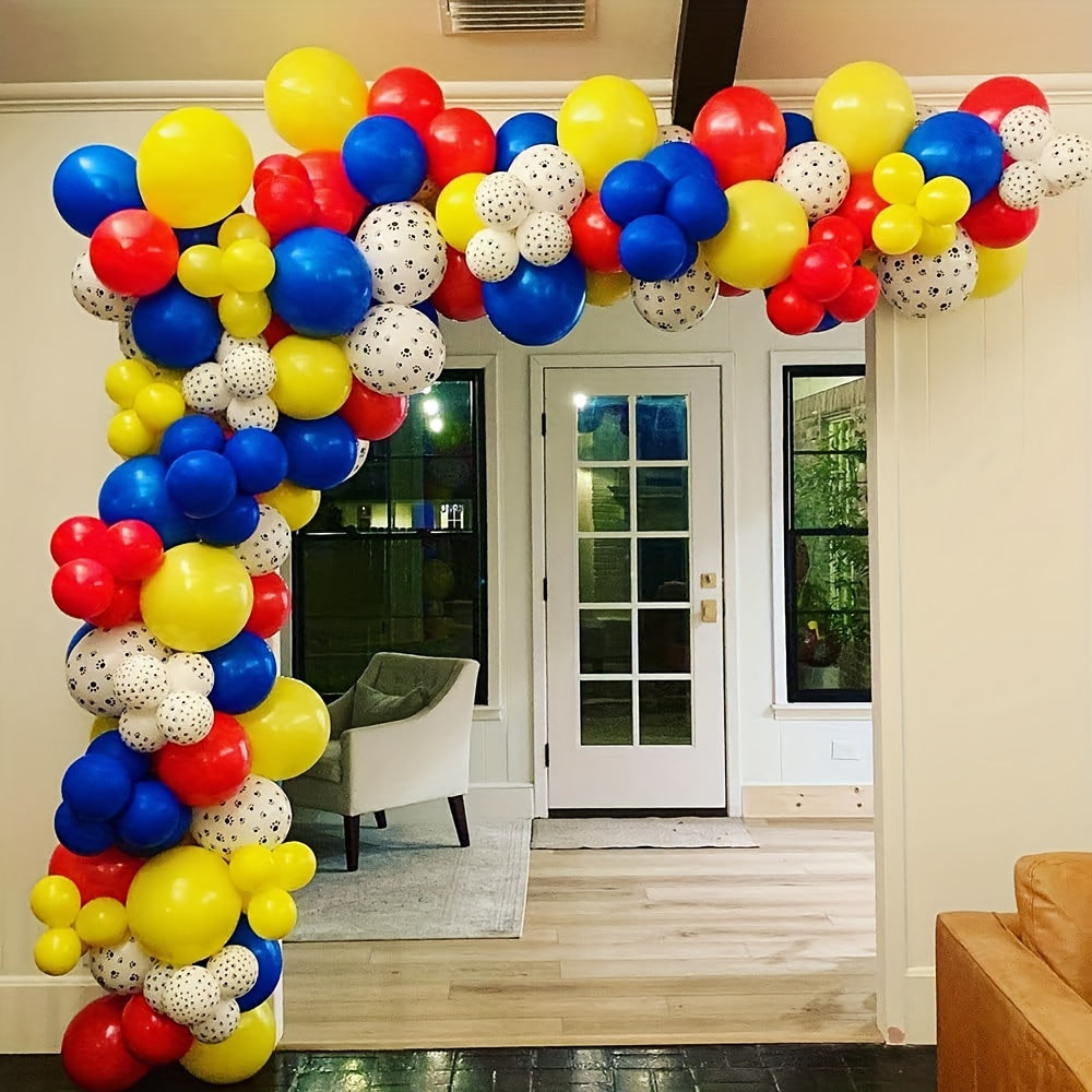 110pcs Paw Balloons Garland Kit - Red Yellow Dog Paw Latex Balloon
