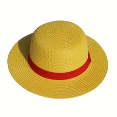 Yellow Nautical Straw Hat Summer Sun Hat Women Cosplay Fedora