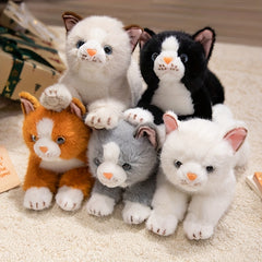 Realistic Cat Plush Toy Soft Stuffed Animal with Expressive Eyes