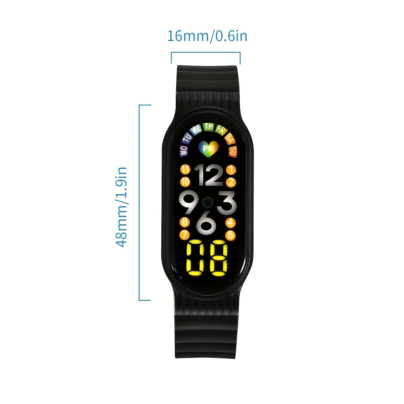 Boys Teens Heart Weekly Date Touch Sports LED Watch