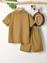 2pcs Boys Short Sleeves Shirt & Shorts Summer Clothes Sets