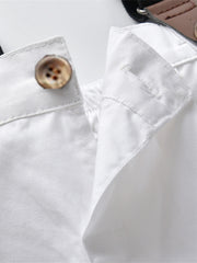 Toddler Boys Gentlemen Suit Stripe Shirt Suspender Pants Outfit Set