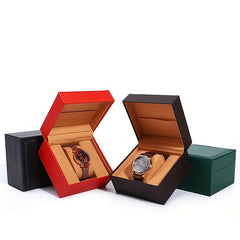 Right Angle Bezel Watch Box With Flip Cover PU Leather Watch Packaging Box