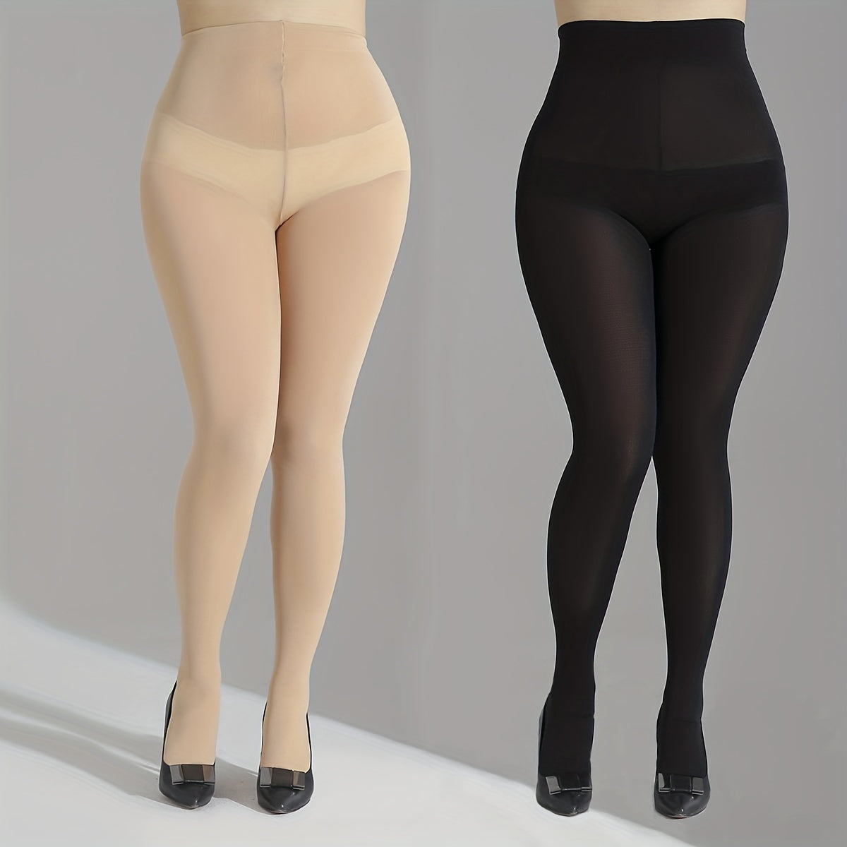 Basic Pantyhose Women's Plus Solid High Rise Tummy Control Tights