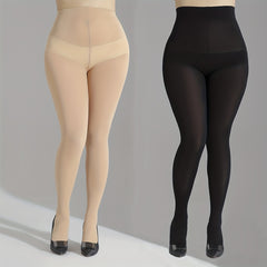 Basic Pantyhose Women's Plus Solid High Rise Tummy Control Tights
