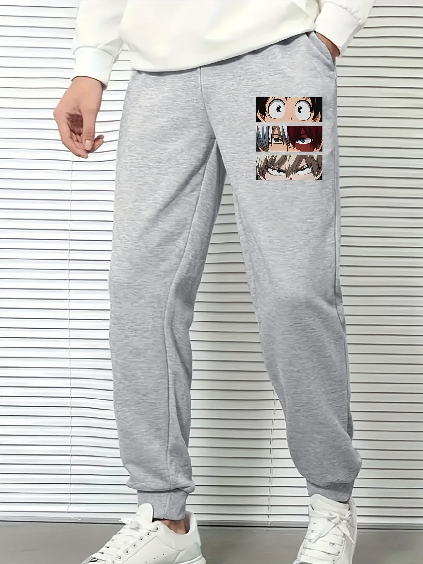 Anime Print Men's Drawstring Sweatpants with Pocket
