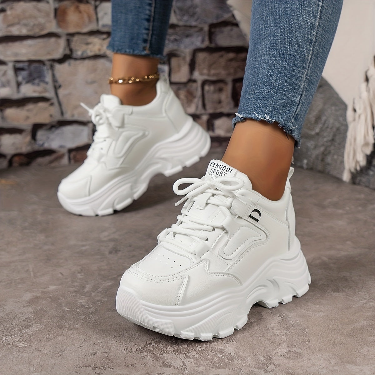 Women's Chunky Sneakers Lace Up Casual Running Shoes