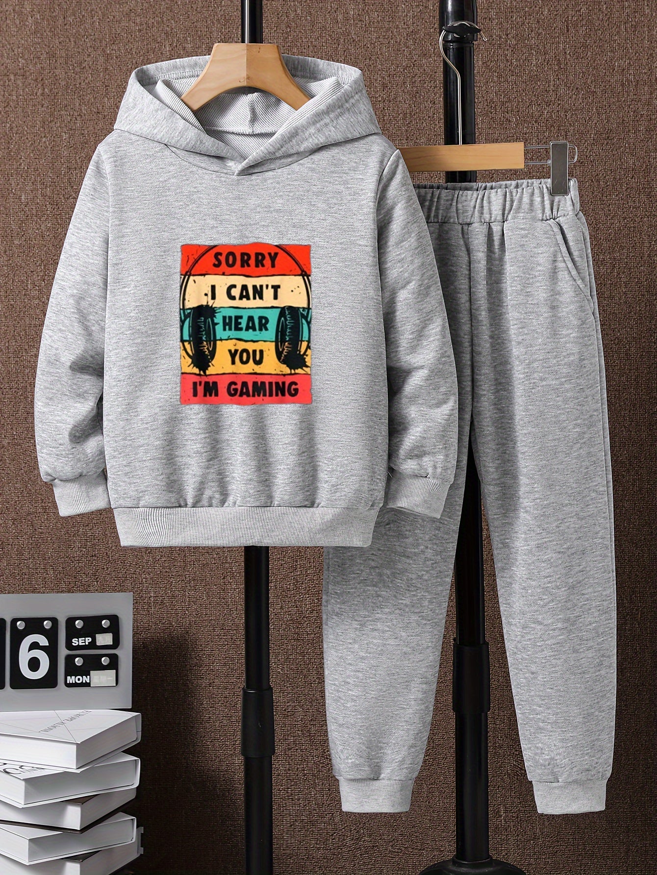 Boys Kids Casual Long Sleeve Hooded Sweatshirt & Sweatpants Set