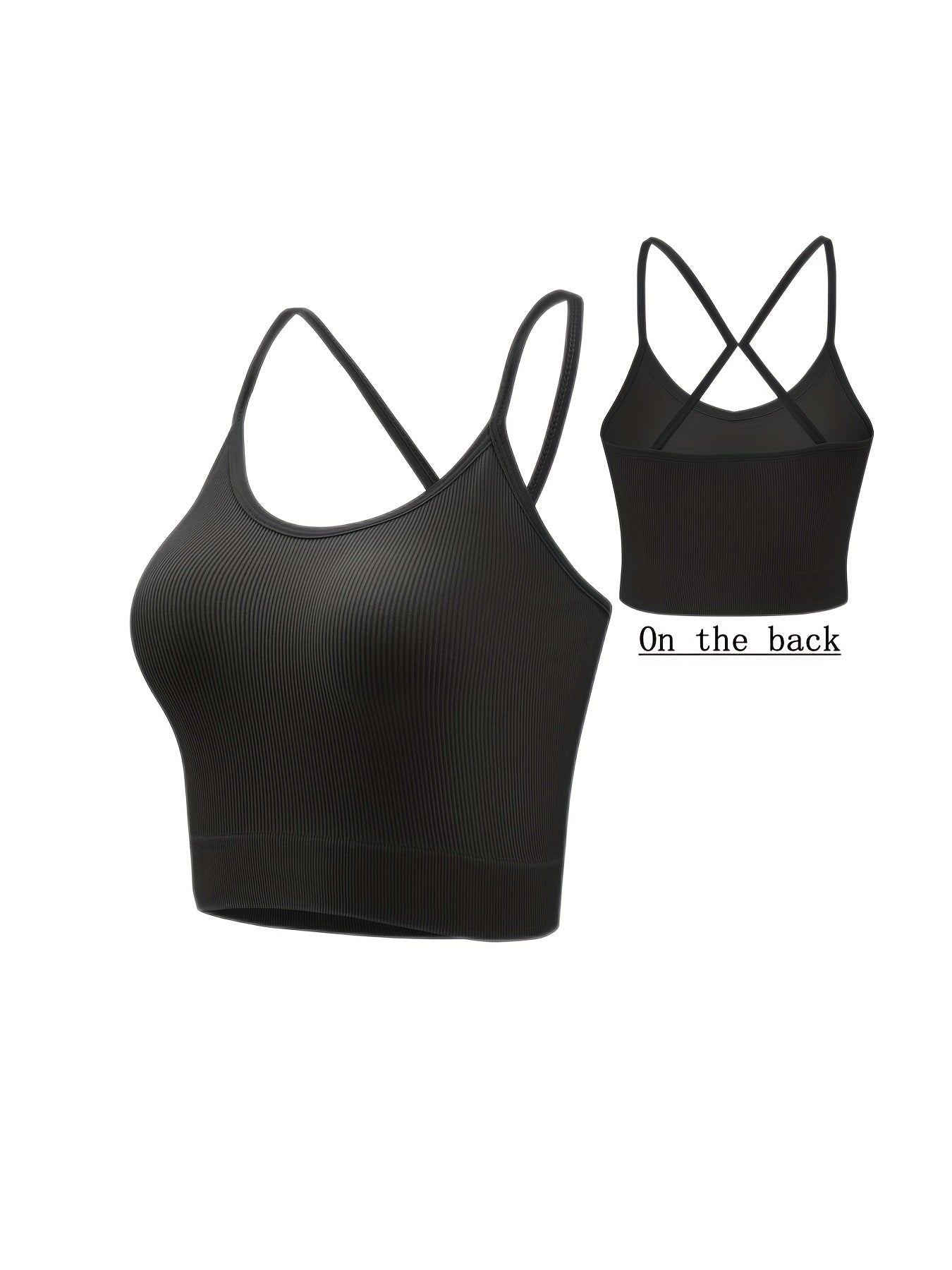 4pcs Ribbed Wireless Cami Tops Cross Back No Padding Cami Top