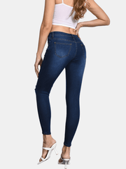 Ripped Skinny Jeans Distressed Slash Pockets Slim Fit High Stretch Denim Pants