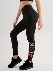 Letter Print Yoga Pants High Stretch Leggings