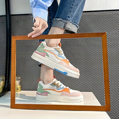 Women's Colorblock Skate Shoes Low Top Lace Up Sneakers
