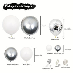 144pcs Silvery Confetti Balloons Garland Kit for Party Decoration