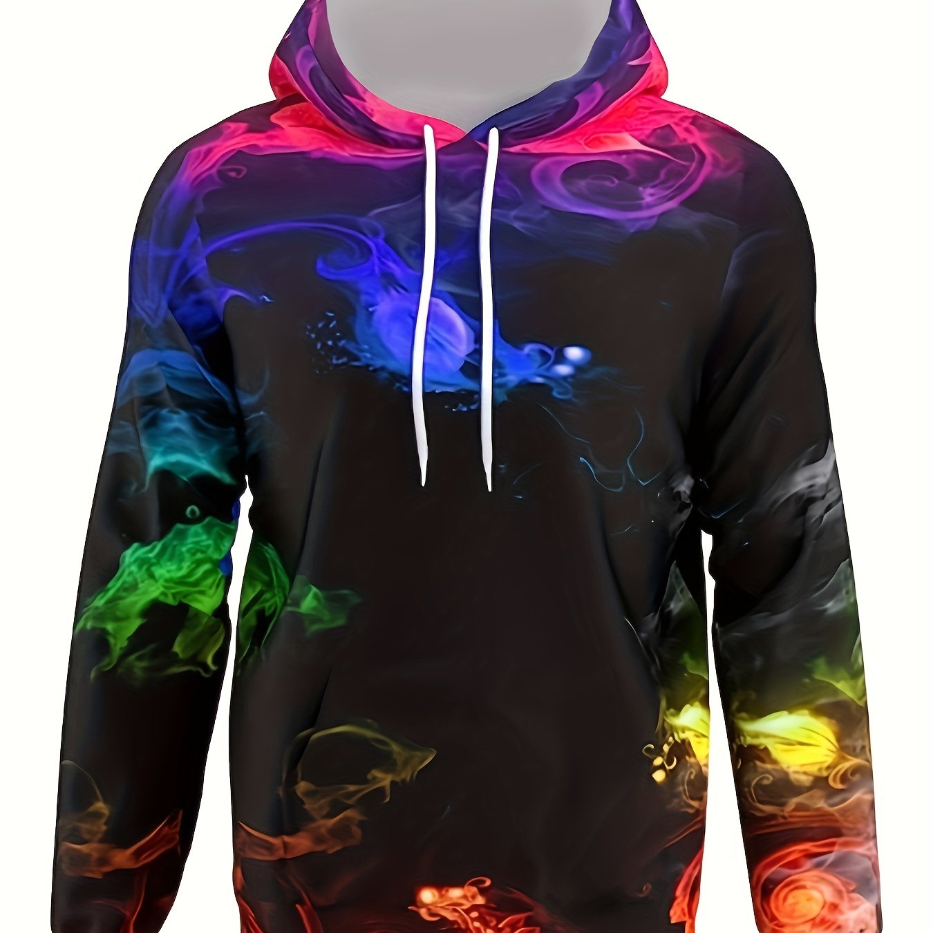 Flame Print Hoodie For Men Loose Hooded Pullover