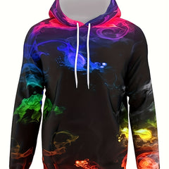 Flame Print Hoodie For Men Loose Hooded Pullover