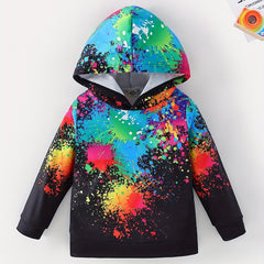 Boys Casual Ink Spray Hoodie Spring Clothes