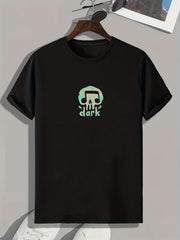 Dark & Skull Print Men's Comfy T-shirt for Outdoor Summer