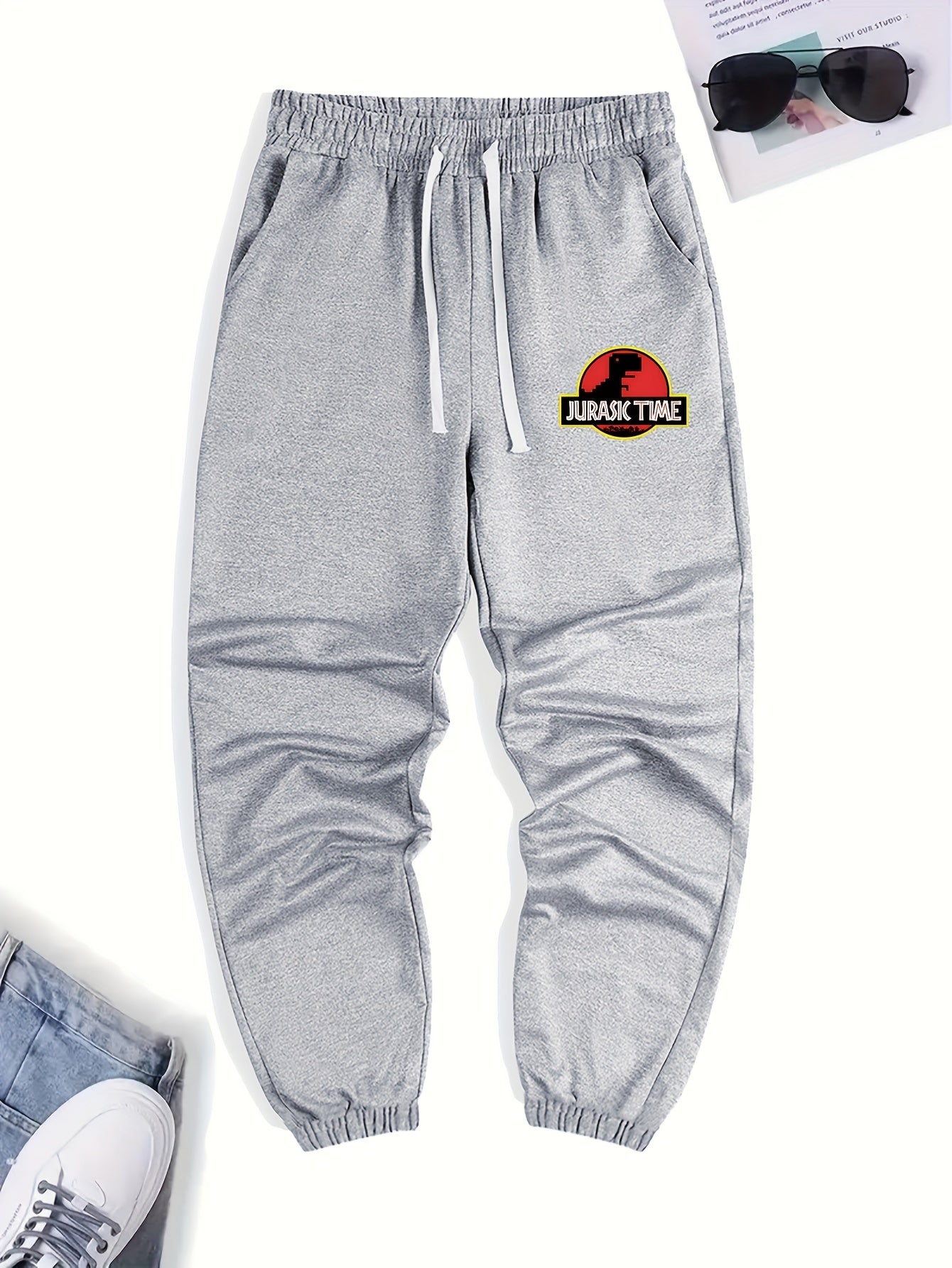 Jurassic Dino Pattern Men's Pants Drawstring Active Trousers